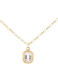 Emerald-Cut White Topaz Pendant on Box Chain