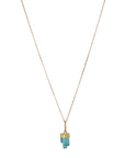 18K & Icicle Shaped Blue-Green Tourmaline Crystal Pendant