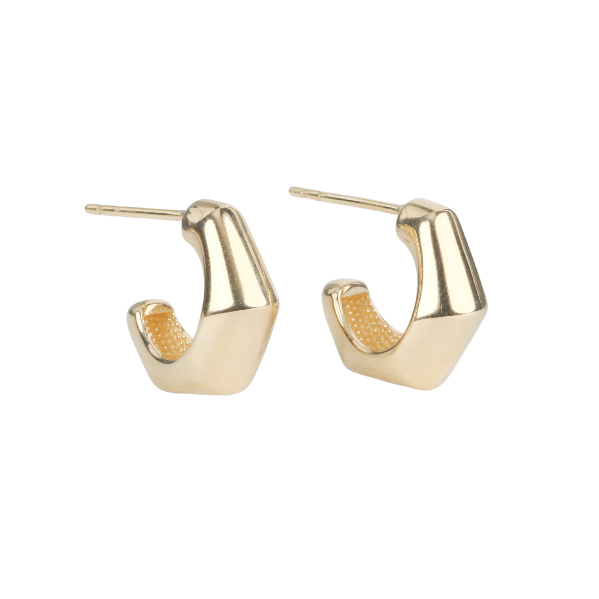 14K Gold &quot;Bamboo&quot; Wide Hoop Earrings