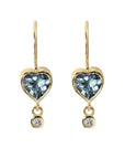 Aquamarine "Byrdie" Heart Earrings with Diamond Drops - Peridot Fine Jewelry - Zahava