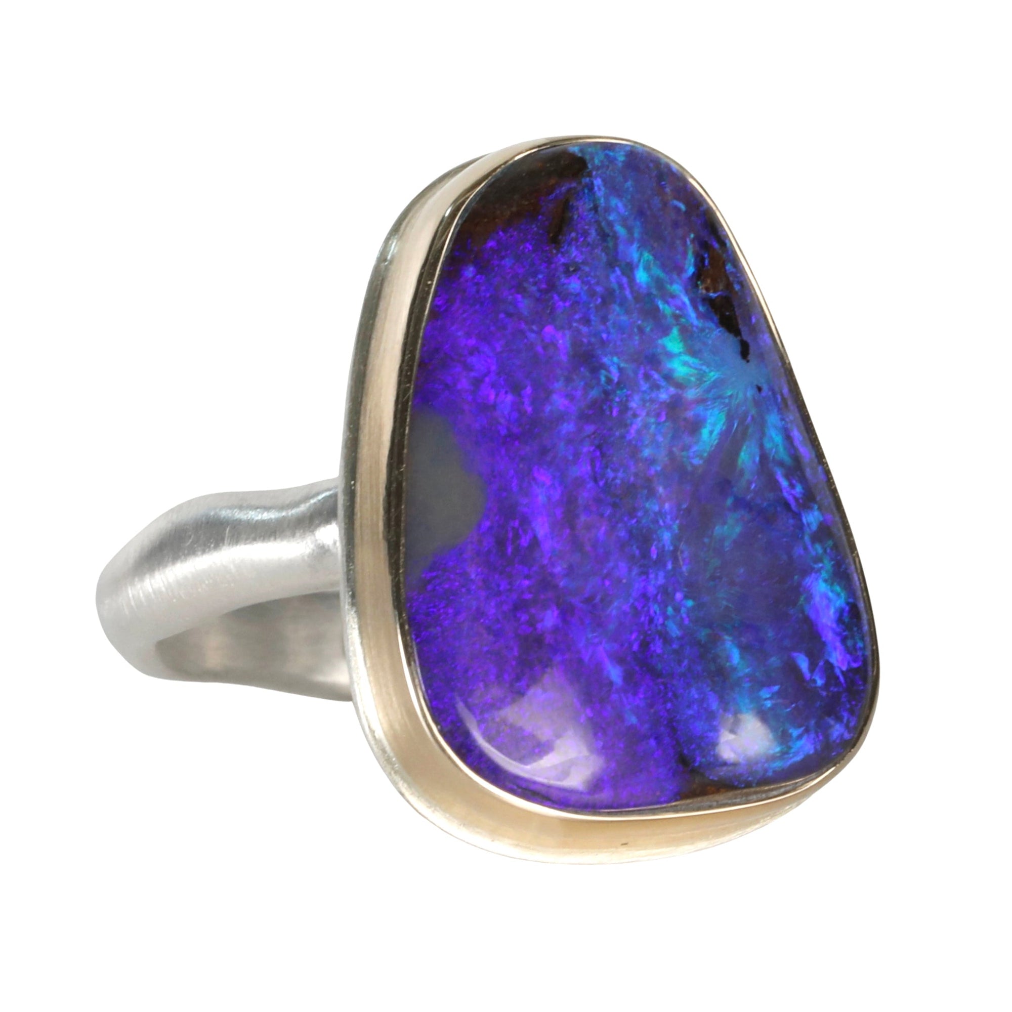 Asymmetrical Triangular Boulder Opal Ring - Peridot Fine Jewelry - Jamie Joseph