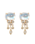 Cabochon Moonstone "Jellyfish" Earrings with Diamonds - Peridot Fine Jewelry - Celine Daoust