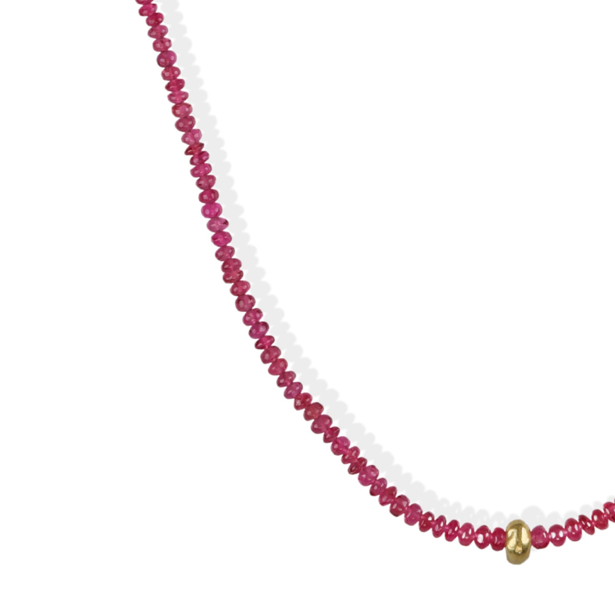 Cabochon Pink Spinel Beaded Necklace with 18K Gold Bead - Peridot Fine Jewelry - Margaret Solow Jewelry