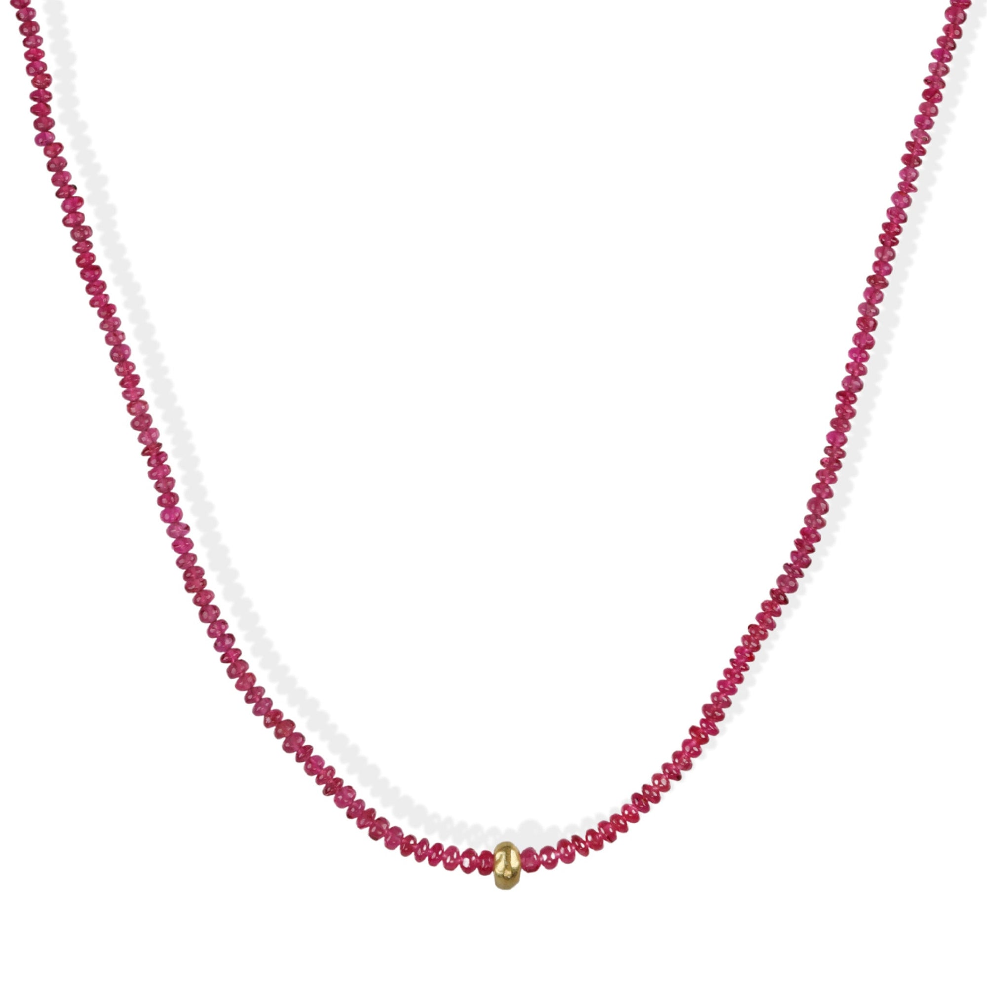 Cabochon Pink Spinel Beaded Necklace with 18K Gold Bead - Peridot Fine Jewelry - Margaret Solow Jewelry