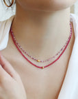 Cabochon Pink Spinel Beaded Necklace with 18K Gold Bead - Peridot Fine Jewelry - Margaret Solow Jewelry