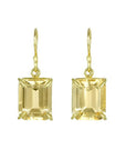 Champagne Citrine Emerald Cut Earrings - Peridot Fine Jewelry - Rosanne Pugliese