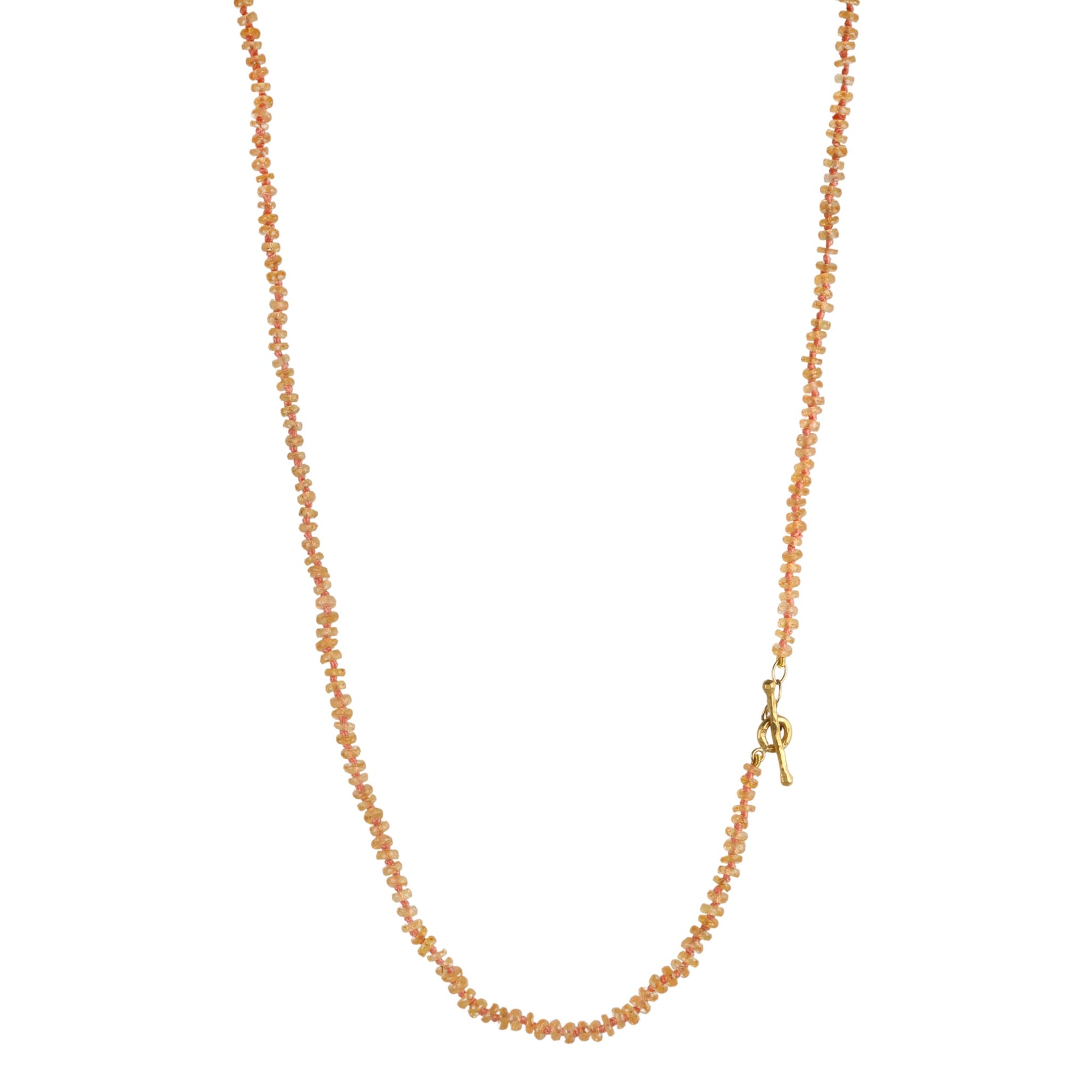 Faceted Apricot Sapphire Beaded Necklace with 22K Toggle Clasp - Peridot Fine Jewelry - Cathy Waterman