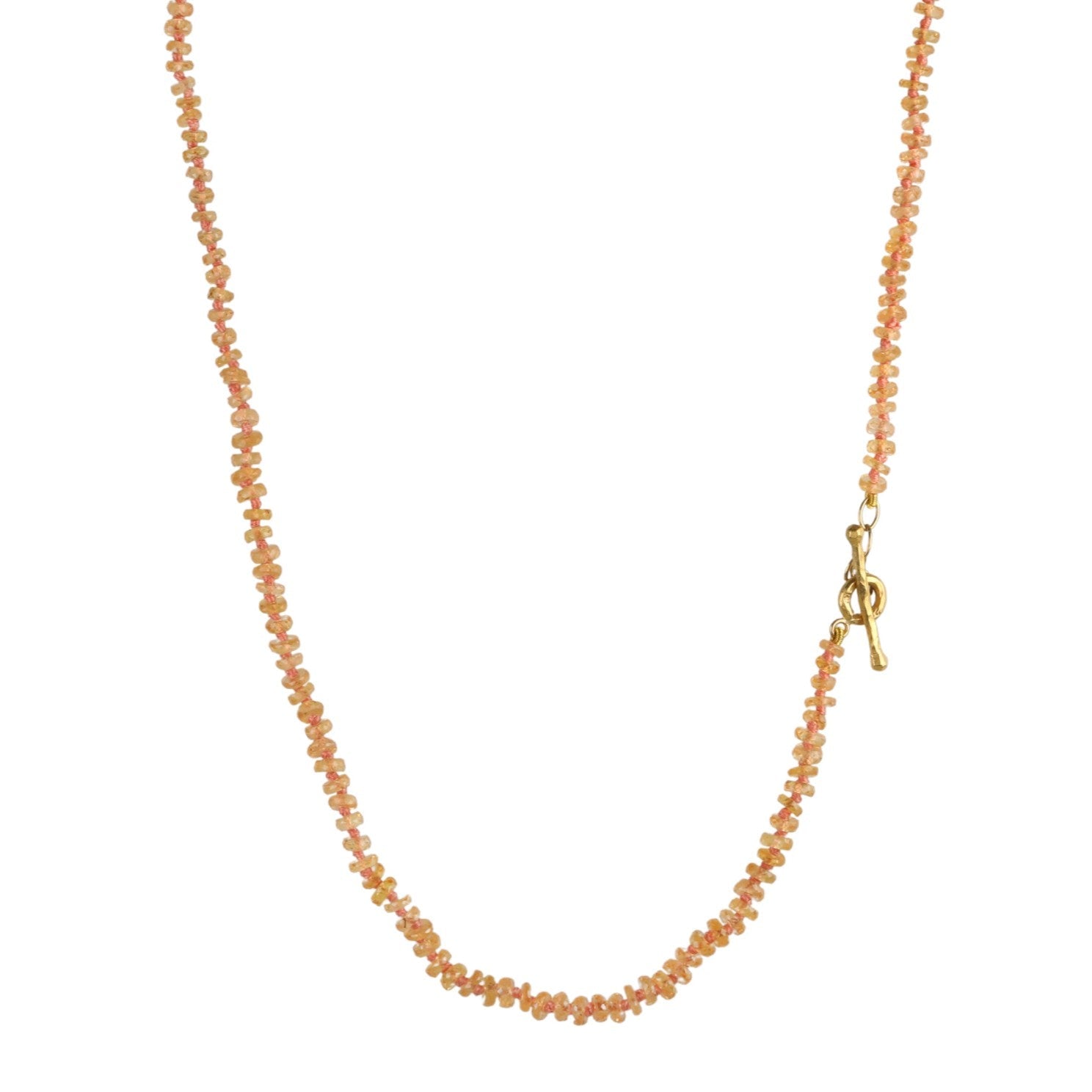 Faceted Apricot Sapphire Beaded Necklace with 22K Toggle Clasp - Peridot Fine Jewelry - Cathy Waterman