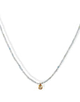 Faceted Aquamarine Beaded Necklace with 18K Gold Bezel - Set Cognac Diamond - Peridot Fine Jewelry - Margaret Solow Jewelry