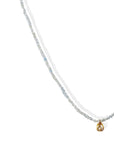 Faceted Aquamarine Beaded Necklace with 18K Gold Bezel - Set Cognac Diamond - Peridot Fine Jewelry - Margaret Solow Jewelry