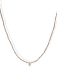 Faceted Chocolate Moonstone Beaded Necklace with Rosecut Grey Diamond Drop - Peridot Fine Jewelry - Margaret Solow Jewelry