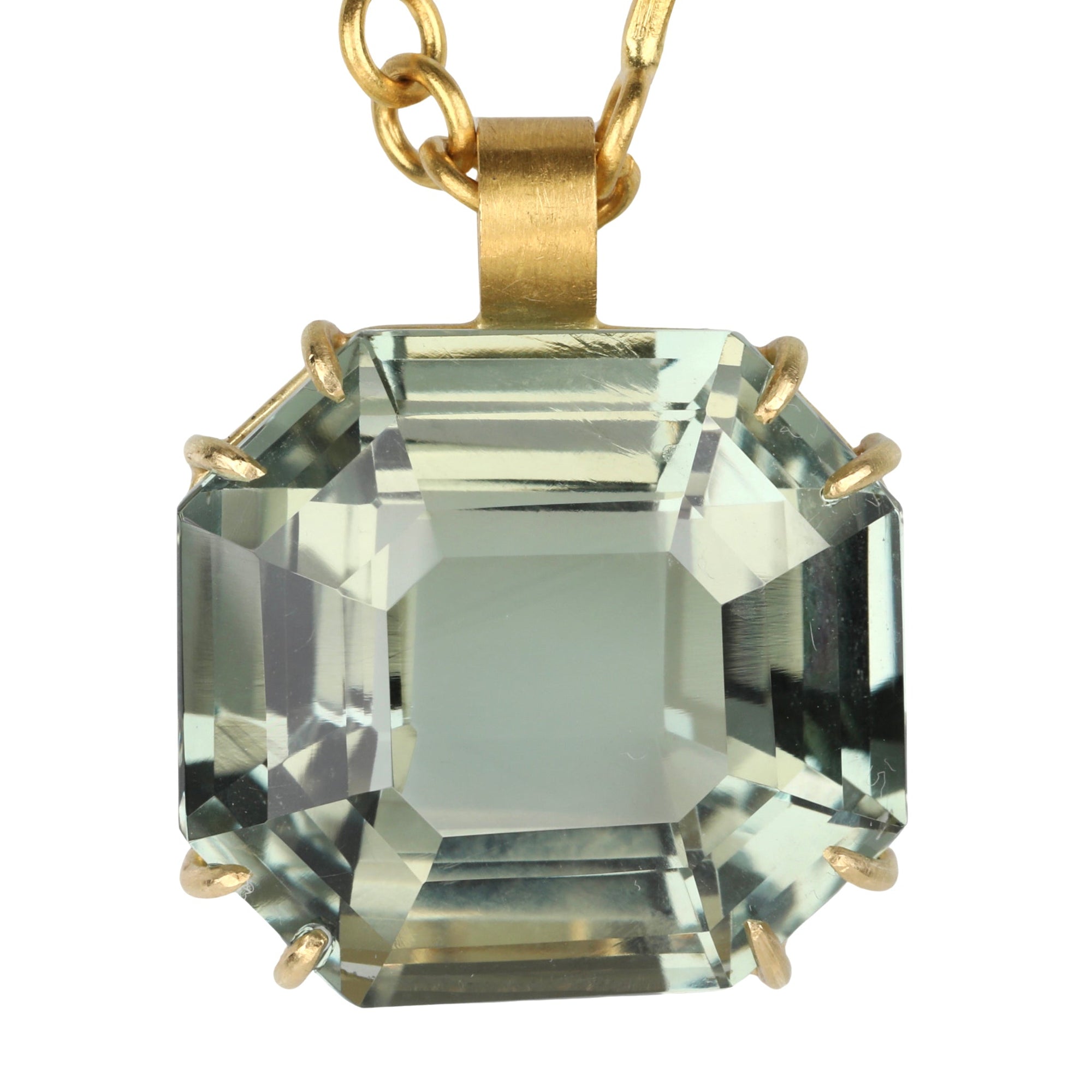 Faceted Emerald - Cut Pale Green Amethyst Pendant - Peridot Fine Jewelry - Rosanne Pugliese