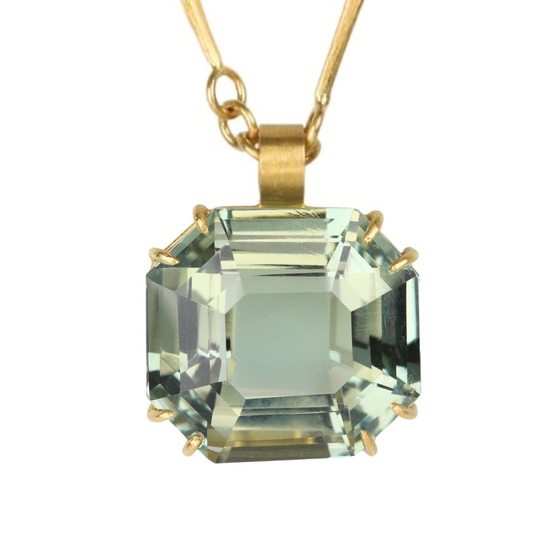 Faceted Emerald - Cut Pale Green Amethyst Pendant - Peridot Fine Jewelry - Rosanne Pugliese