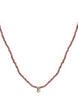 Faceted Garnet Beaded Necklace with 18K Gold Bezel - Set Cognac Diamond - Peridot Fine Jewelry - Margaret Solow Jewelry