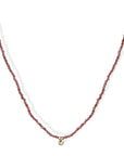 Faceted Garnet Beaded Necklace with 18K Gold Bezel - Set Cognac Diamond - Peridot Fine Jewelry - Margaret Solow Jewelry