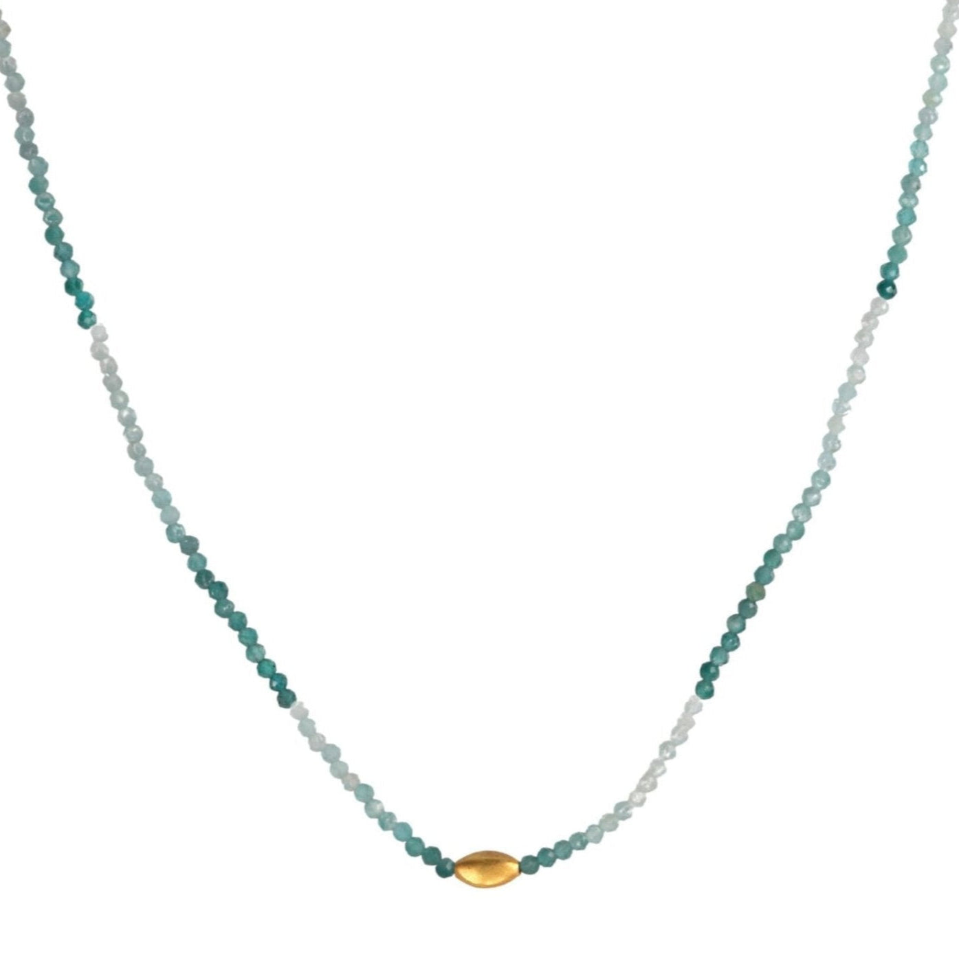 Faceted Grandidierite Beaded Necklace with 18K Gold Disc Bead - Peridot Fine Jewelry - Margaret Solow Jewelry