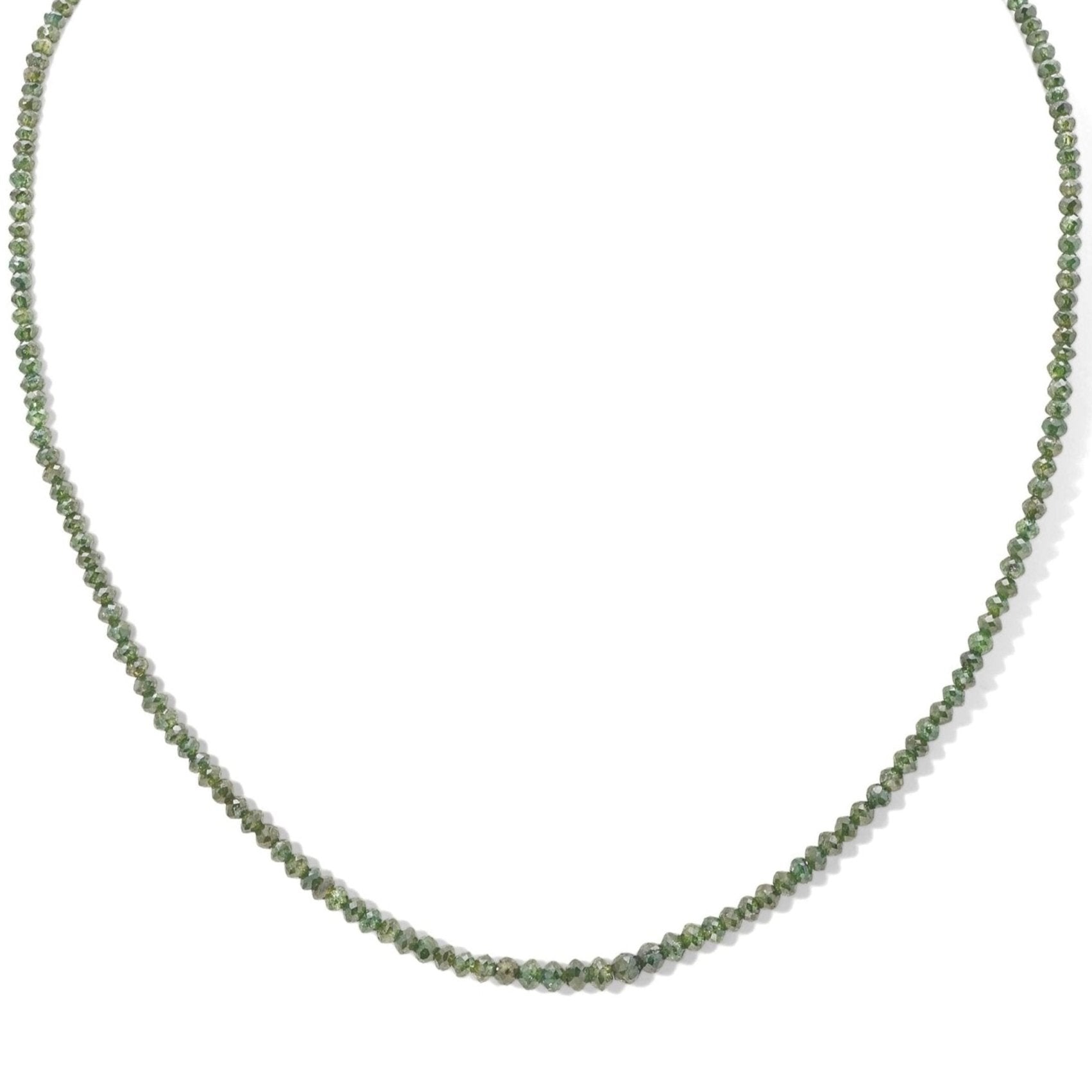 Faceted Juniper Leaf Green Diamond Beaded Necklace - Peridot Fine Jewelry - Zahava