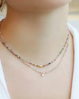 Faceted Moonstone Beaded Necklace with 18K Sapphire Charm - Peridot Fine Jewelry - Margaret Solow Jewelry