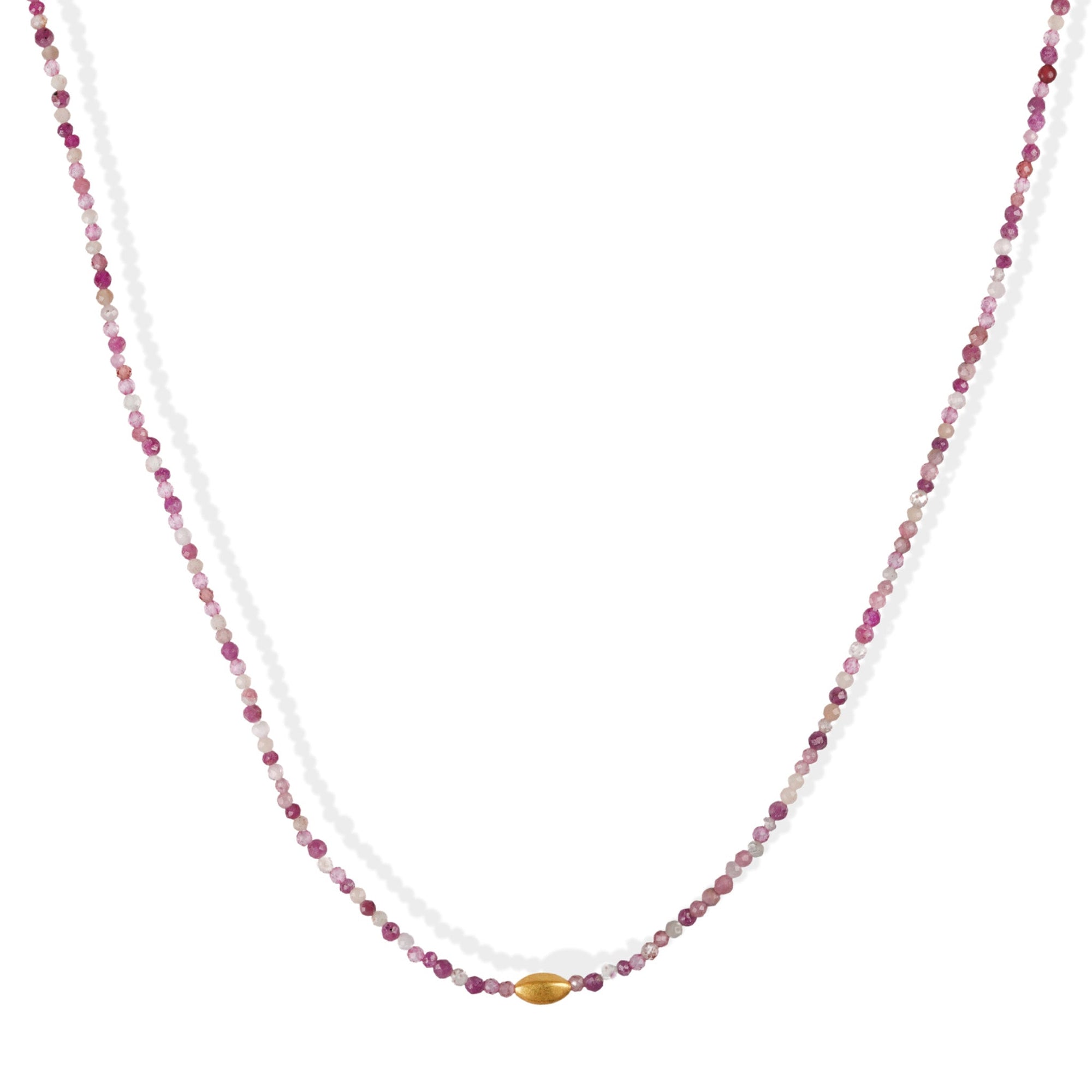 Faceted Pink Tourmaline Beaded Necklace with 18K Gold Bead - Peridot Fine Jewelry - Margaret Solow Jewelry