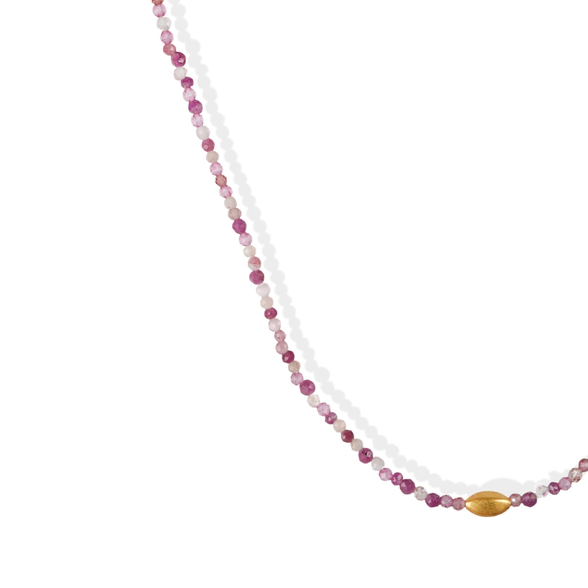 Faceted Pink Tourmaline Beaded Necklace with 18K Gold Bead - Peridot Fine Jewelry - Margaret Solow Jewelry