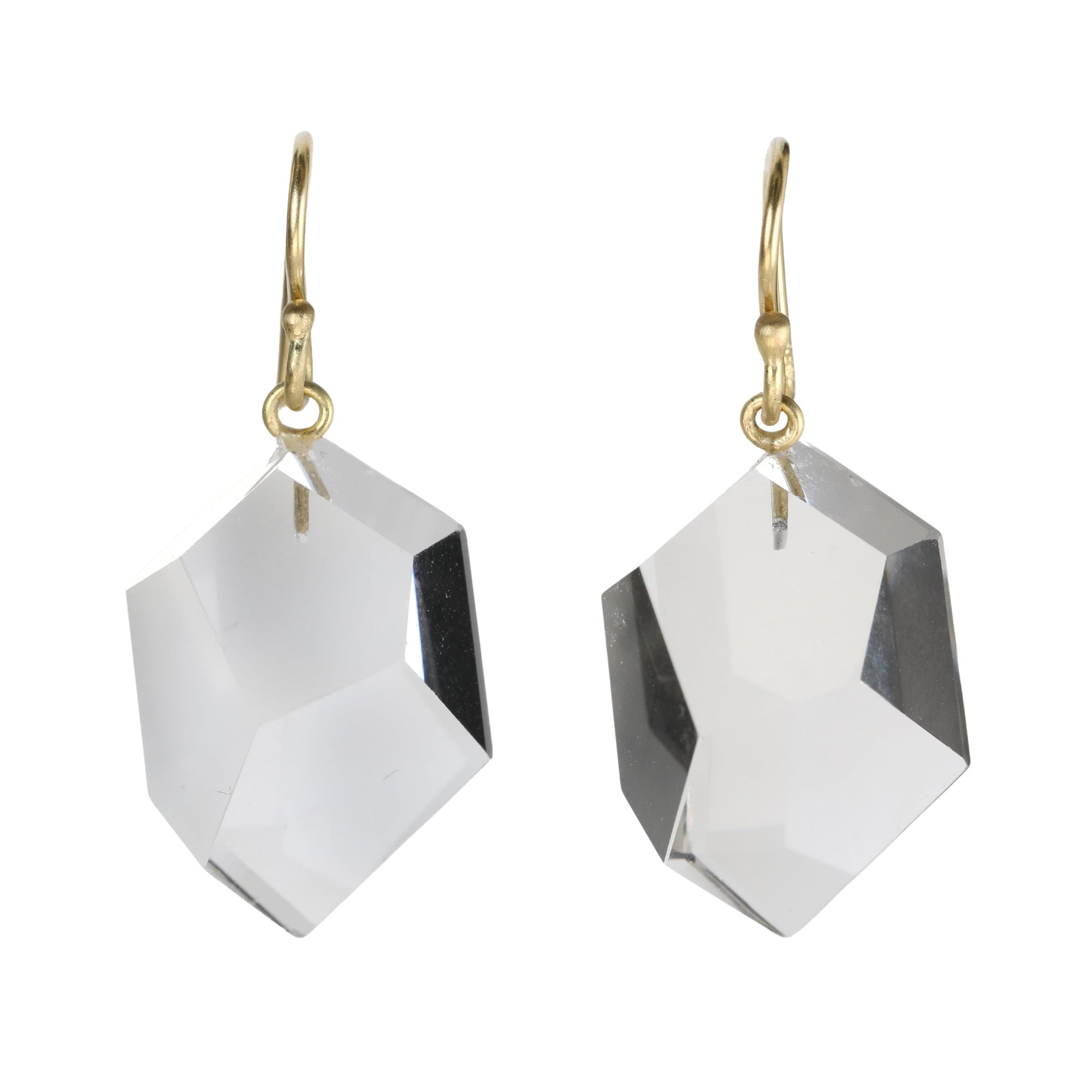 Faceted Rock Crystal "Honeycomb" Drop Earrings - Peridot Fine Jewelry - Rosanne Pugliese