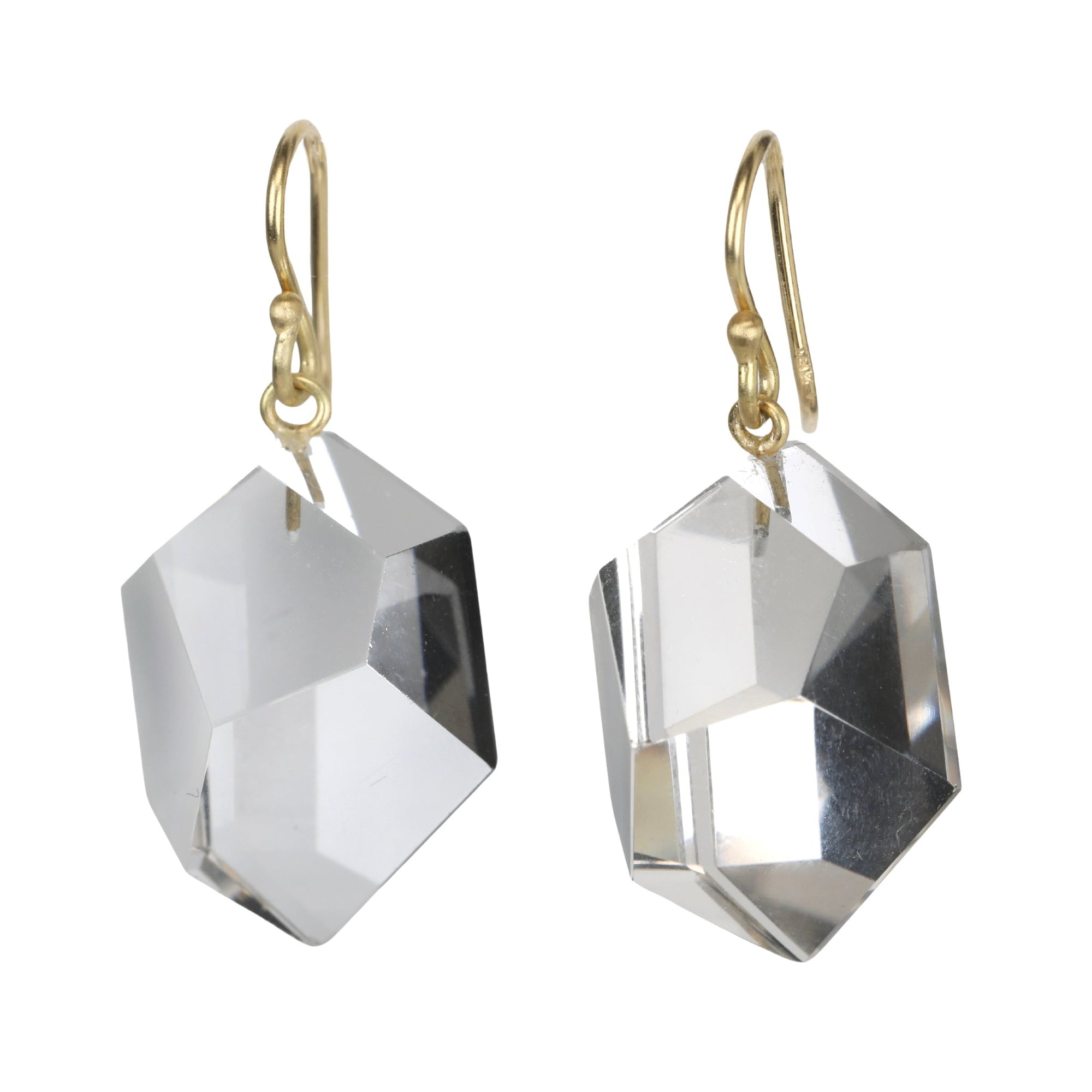 Faceted Rock Crystal "Honeycomb" Drop Earrings - Peridot Fine Jewelry - Rosanne Pugliese