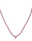 Faceted Ruby Beaded Necklace with 18K Gold Sapphire Charm - Peridot Fine Jewelry - Margaret Solow Jewelry