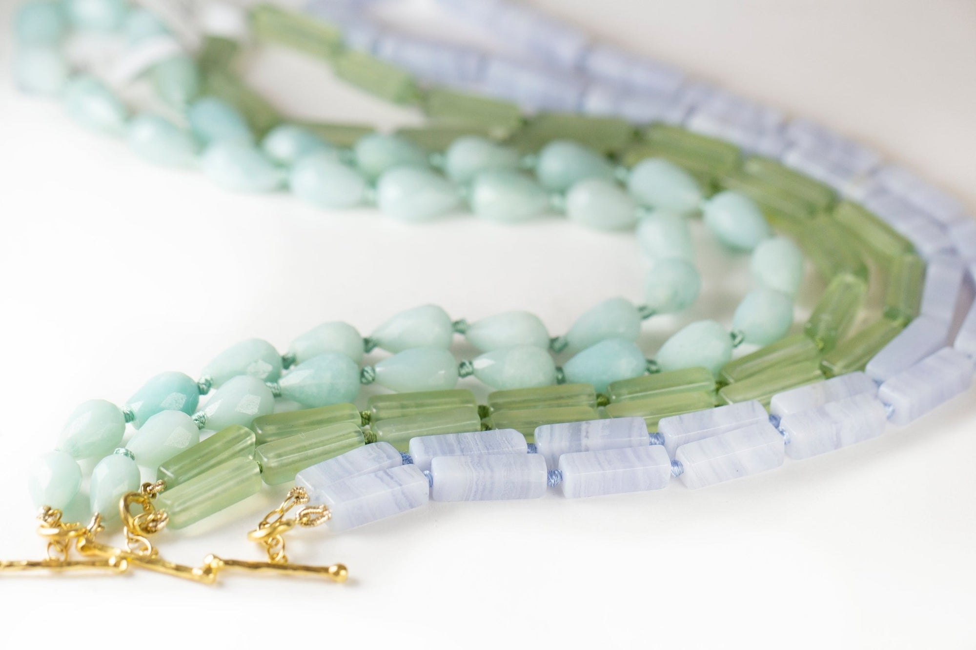 Faceted Teardrop Amazonite Beaded Necklace - Peridot Fine Jewelry - Cathy Waterman