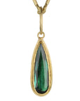 Faceted Teardrop Deep Green Tourmaline Pendant - Peridot Fine Jewelry - Petra Class