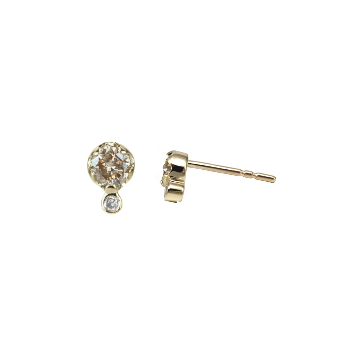 10K Gold Birthstone and Diamond Studs