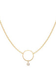 Gold Circle Necklace with Diamond Drop - Peridot Fine Jewelry - Zoe Chicco