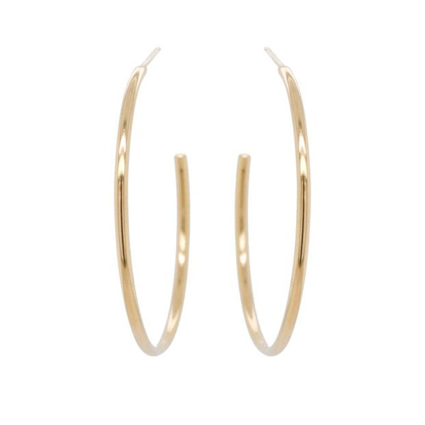 Gold Large &quot;Round Wire&quot; Hoop Earrings - Peridot Fine Jewelry - Zoe Chicco