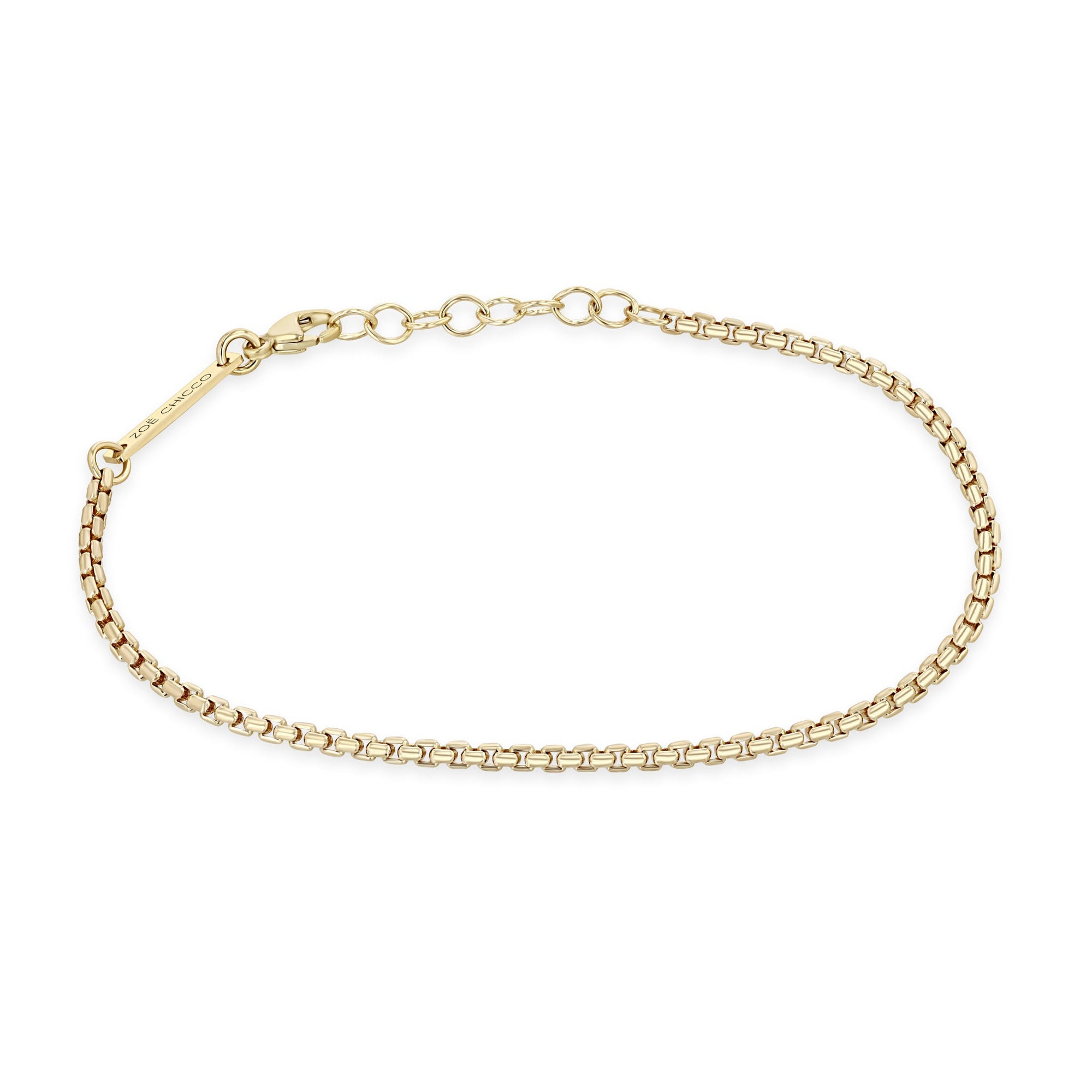 Gold Medium Weight Rounded Box Chain Bracelet - Peridot Fine Jewelry - Zoe Chicco