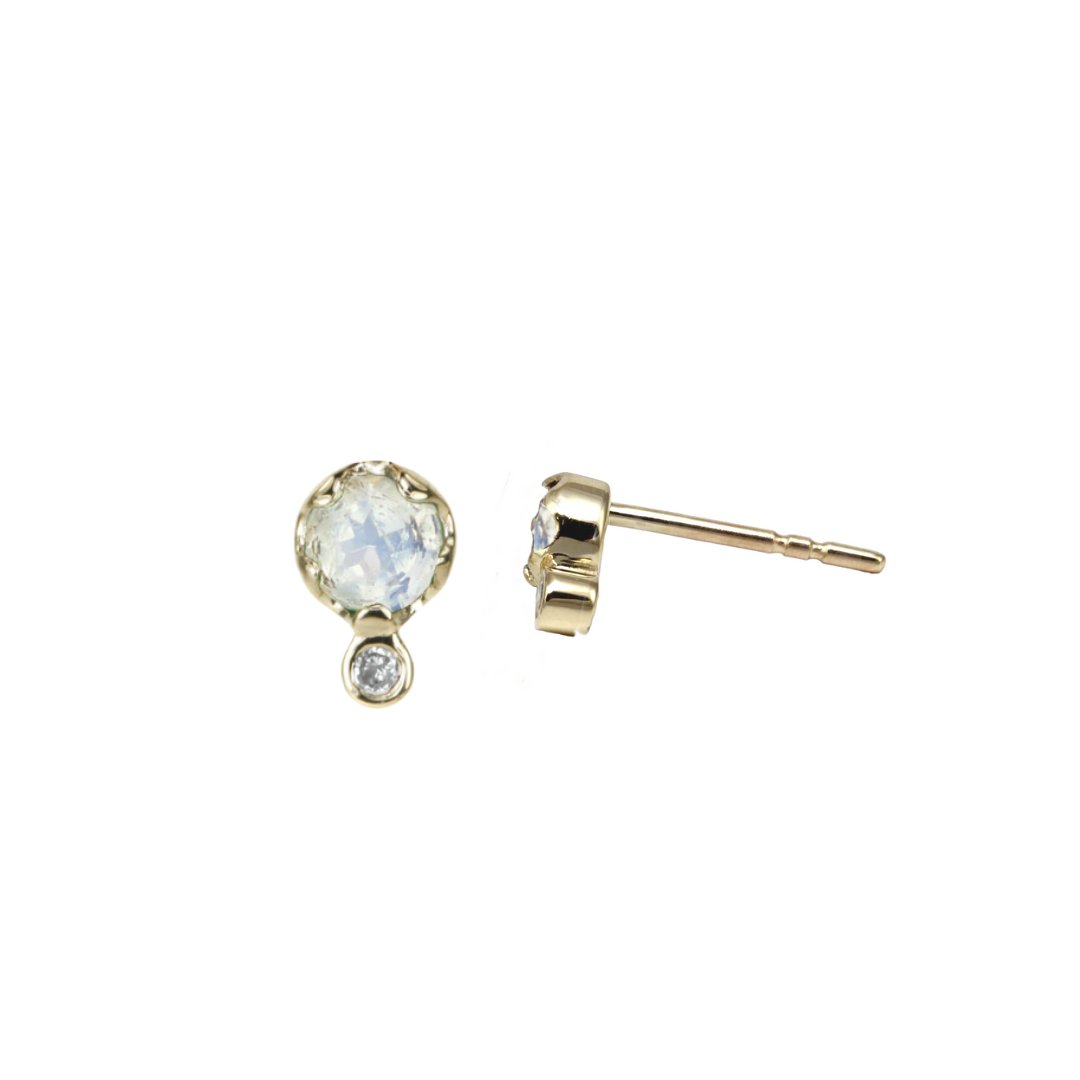 10K Gold Birthstone and Diamond Studs