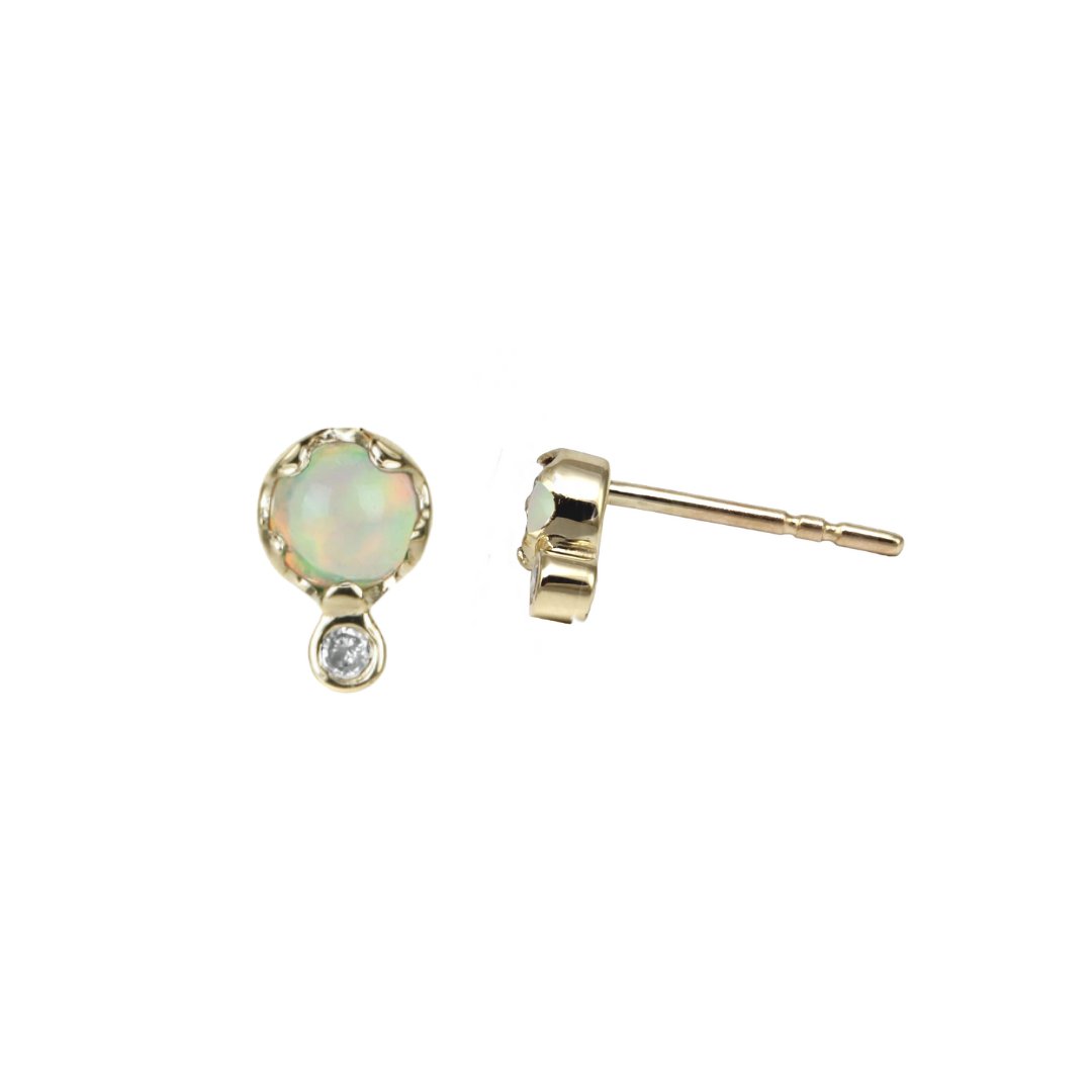 10K Gold Birthstone and Diamond Studs