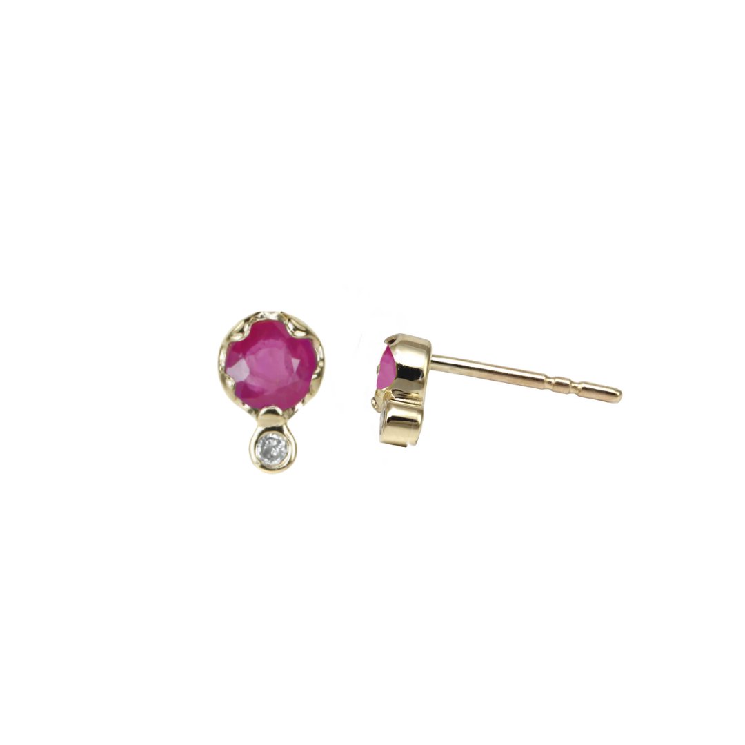 10K Gold Birthstone and Diamond Studs