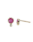 10K Gold Birthstone and Diamond Studs