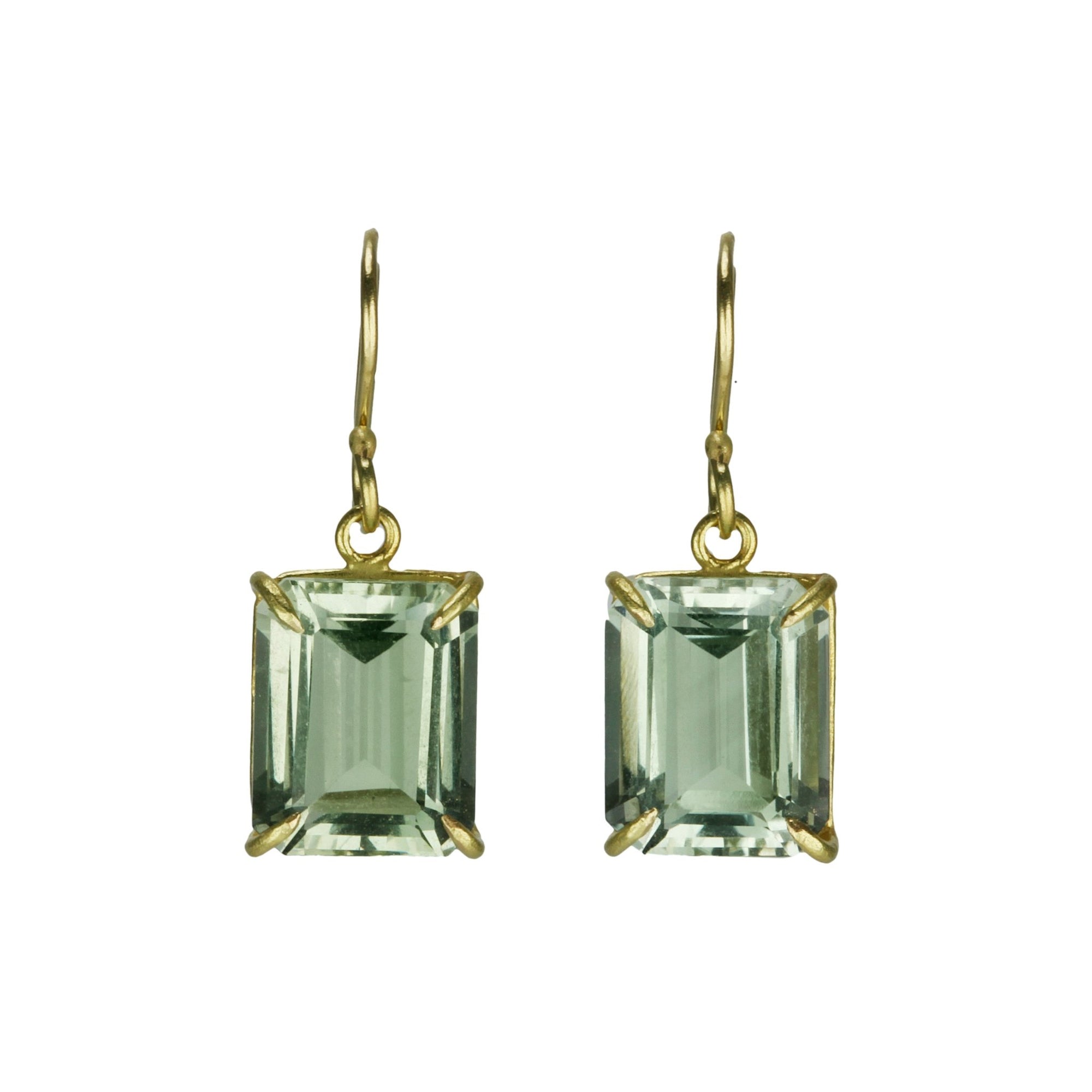 Green Amethyst Emerald Cut Earrings - Peridot Fine Jewelry - Rosanne Pugliese