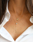 Grey Diamond Triangle Lariat Bar Necklace with Diamond Details - Peridot Fine Jewelry - Celine Daoust