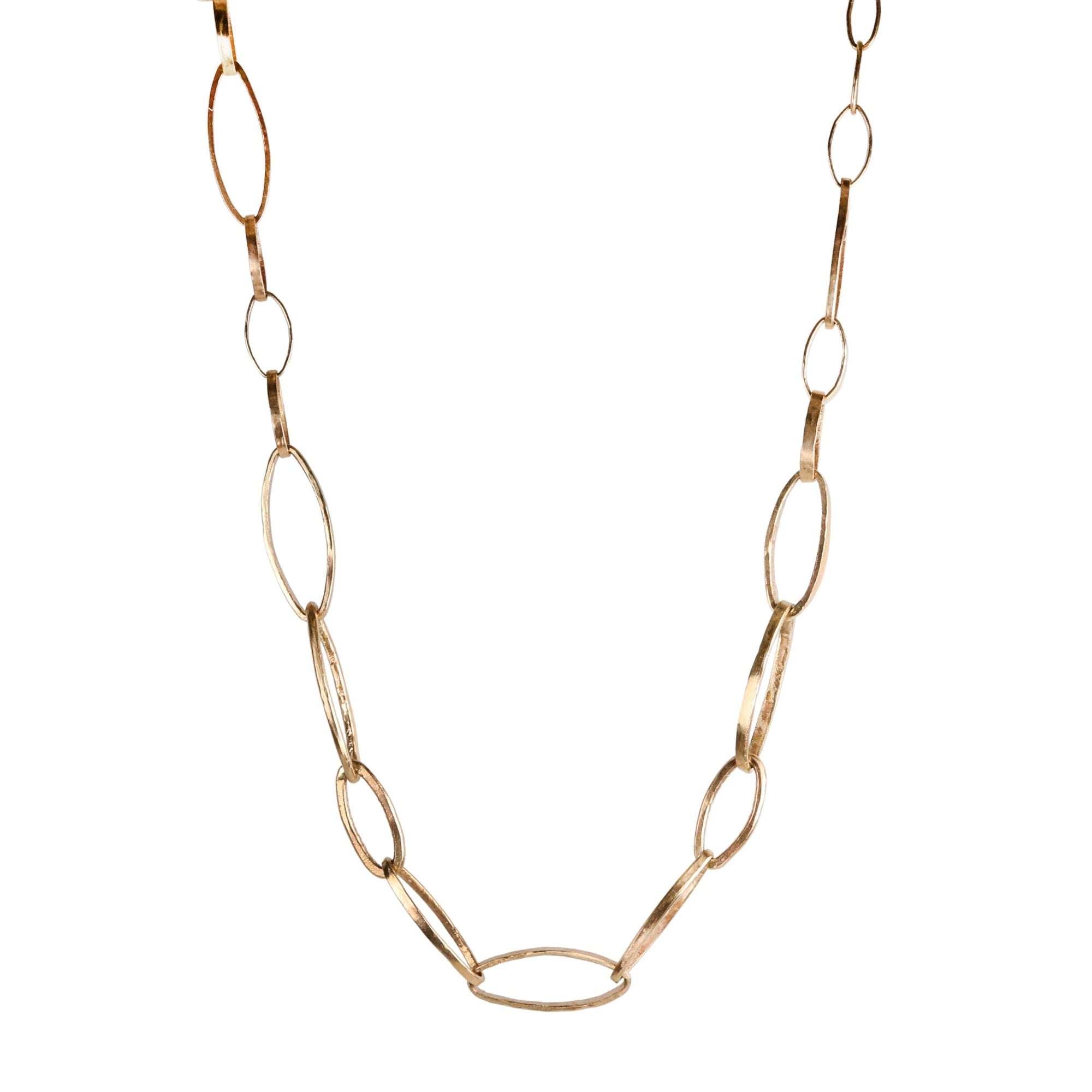 &quot;Hayden Big Sister&quot; 14K Gold Heavyweight Varying Shape Link Necklace - Peridot Fine Jewelry - Sarah Macfadden