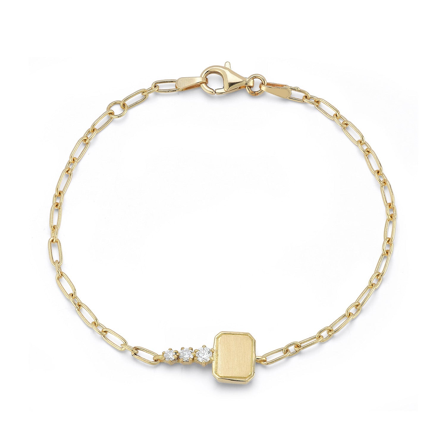 &quot;Mini Catherine Key&quot; Chain Bracelet with Three Diamonds - Peridot Fine Jewelry - Jade Trau