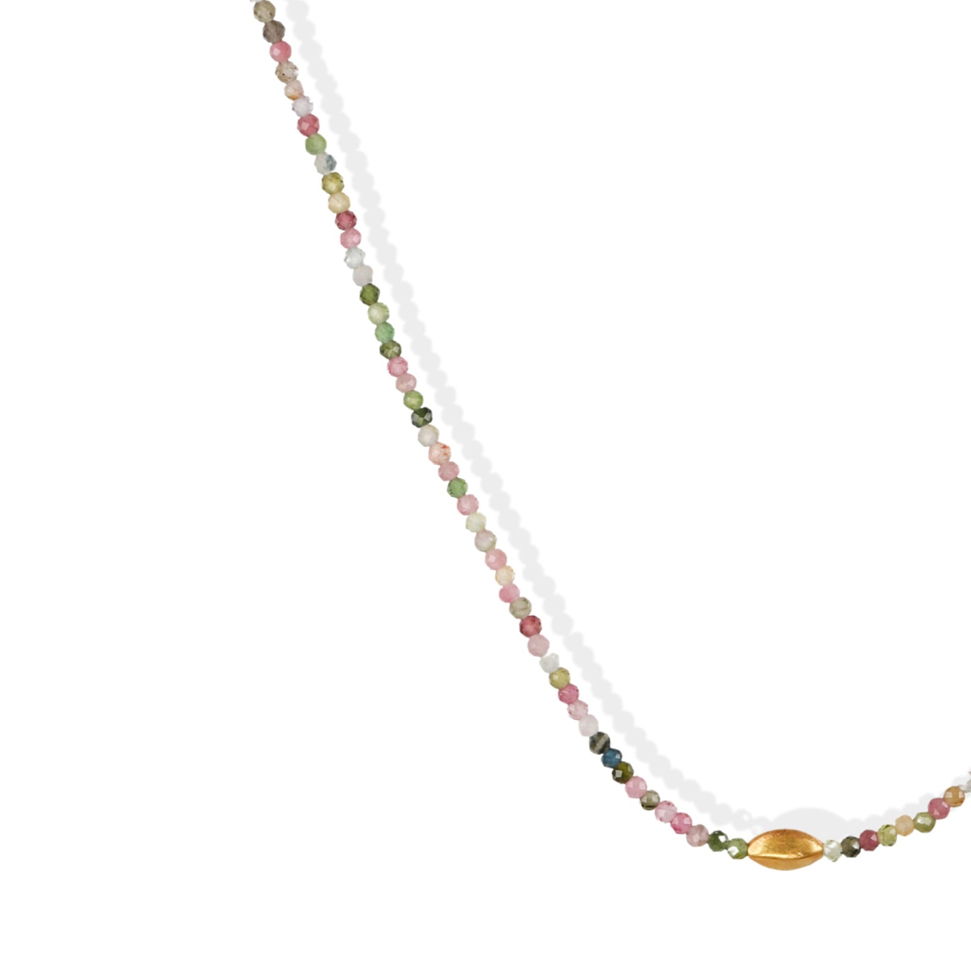 Mixed Tourmaline Beaded Necklace with 18K Gold Bead - Peridot Fine Jewelry - Margaret Solow Jewelry