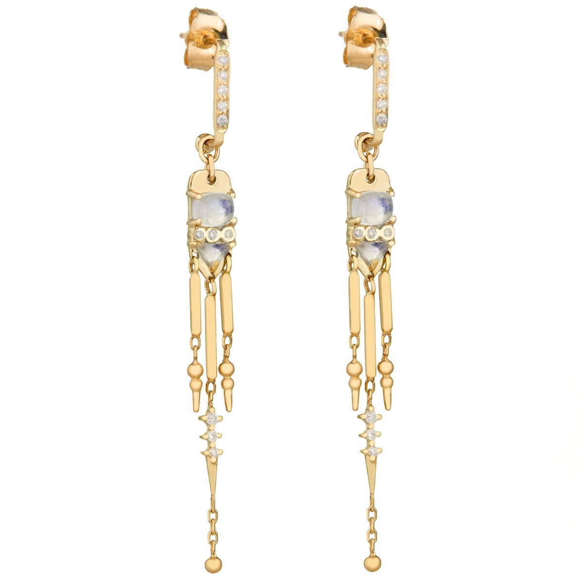 Moonstone and Diamond &quot;Fringe&quot; Earrings - Peridot Fine Jewelry - Celine Daoust