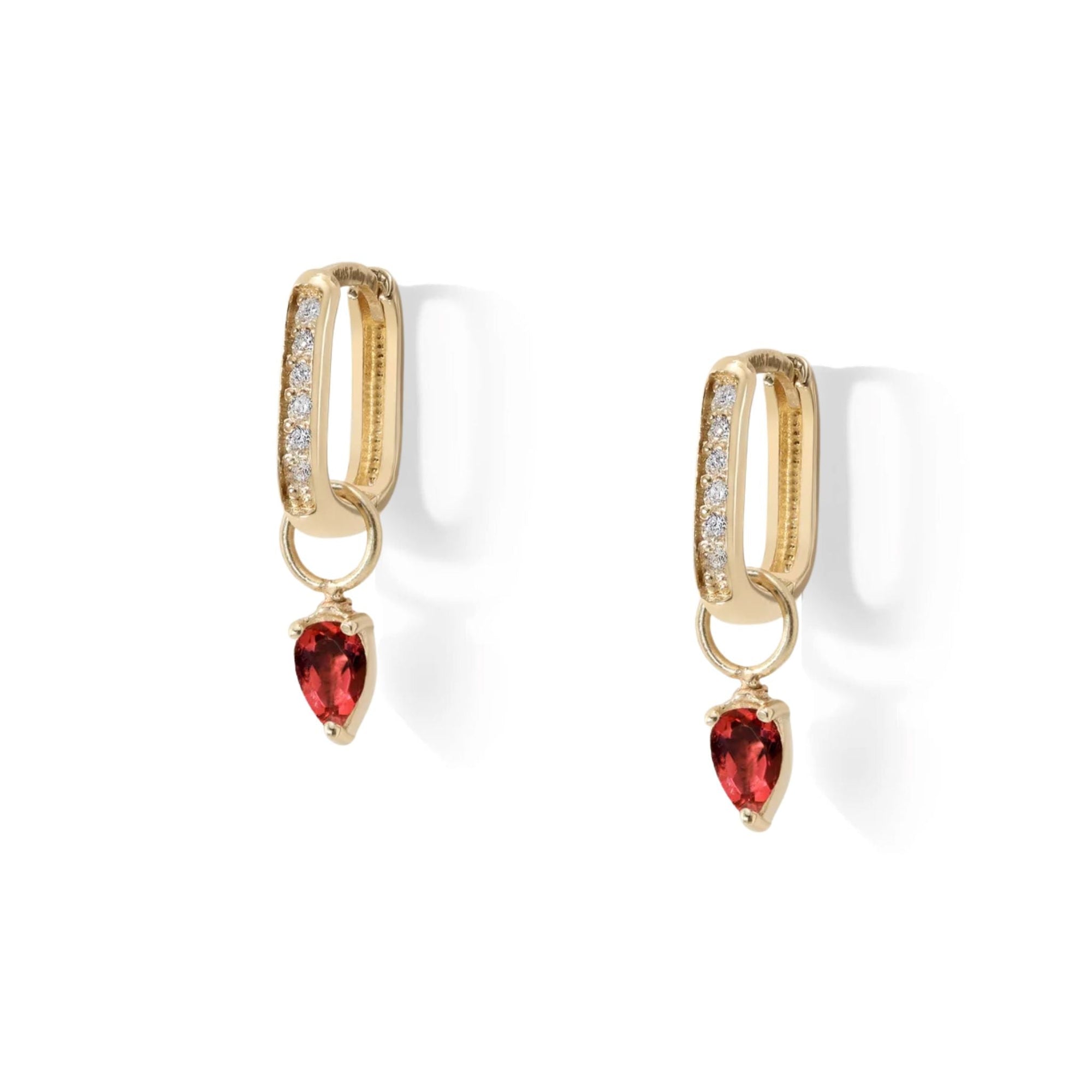 Pear - Shaped Ruby Earring Charms - CHARMS ONLY - Peridot Fine Jewelry - Zahava