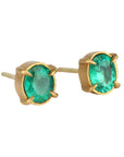 Prong-Set Oval Emerald Stud Earrings - Peridot Fine Jewelry - Annie Fensterstock