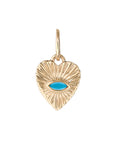 10K Gold Mini Textured Heart Pendant with Turquoise