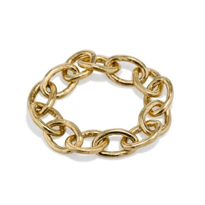 The &quot;Dean&quot; 14K Gold Heavy Link Chain Ring - Peridot Fine Jewelry - Sarah Macfadden