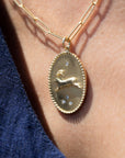 10K Gold Large "Ibex" Necklace with Diamond Detail - Peridot Fine Jewelry - Zahava