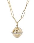 10K Gold Medium Atlas Pendant with Pave Diamond "Equator" - Peridot Fine Jewelry - Zahava