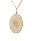 10K Gold Medium "Palm Leaf" Necklace with Diamond Detail - Peridot Fine Jewelry - Zahava